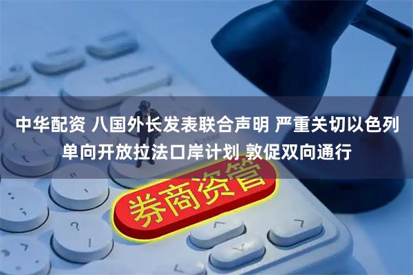 中华配资 八国外长发表联合声明 严重关切以色列单向开放拉法口岸计划 敦促双向通行