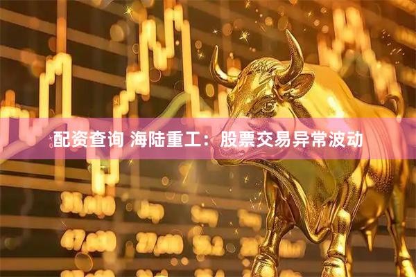 配资查询 海陆重工：股票交易异常波动