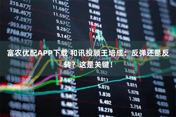 富农优配APP下载 和讯投顾王培成：反弹还是反转？这是关键！