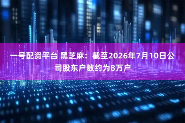 一号配资平台 黑芝麻：截至2026年7月10日公司股东户数约为8万户
